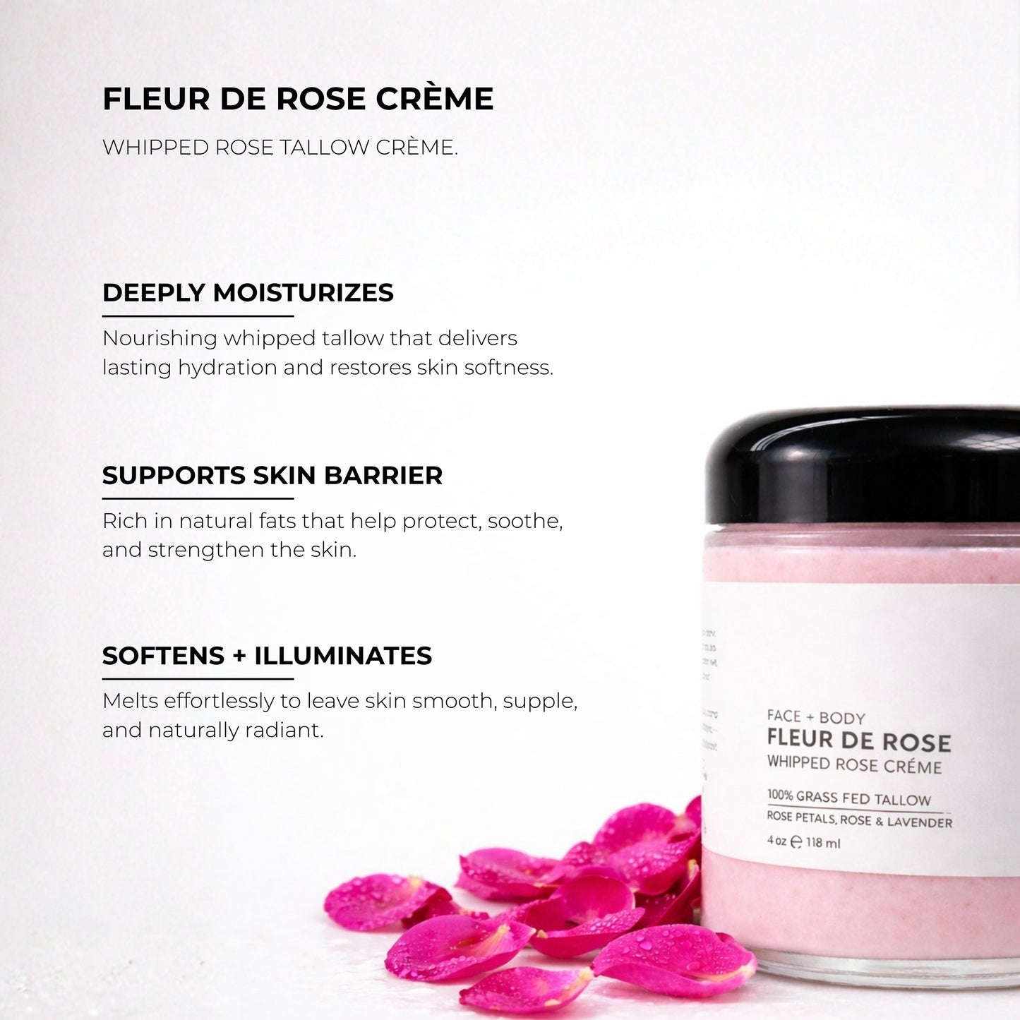 Fleur de Rose - Whipped Rose Tallow Face + Body Crème